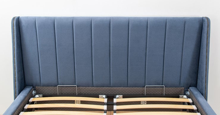 Полуторная кровать Мелисса 140, арт. Тори 83 велюр (серо-синий) + кроватное дно в Архангельске - изображение 8