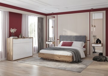 Спальная кровать Николь (мод.1.1) 1,4 серый текстиль, с ортопедическим основанием в Архангельске - предосмотр 1
