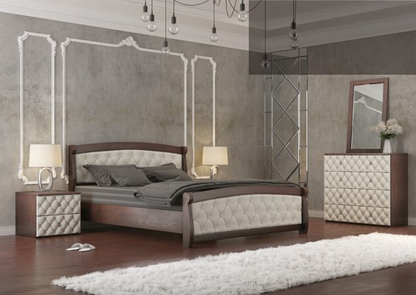 Кровать в спальню Магнат 160*200 с основанием, мягкие спинки в Архангельске - изображение
