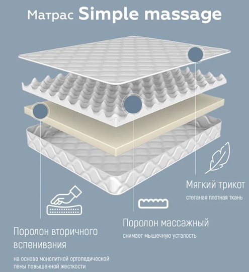 Беспружинный матрас Simple massage 10 в Архангельске - изображение 4