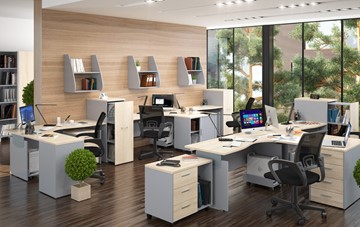 Офисный комплект мебели OFFIX-NEW для 4 сотрудников с двумя шкафами в Архангельске - предосмотр 1