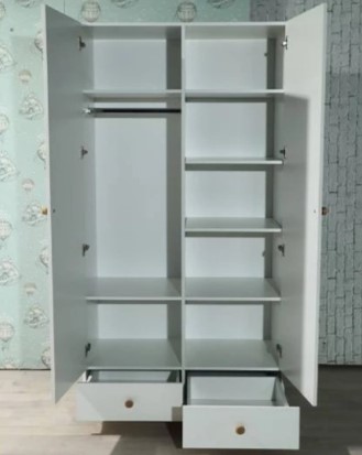 Детский шкаф 2-дверный Нордик с 2 ящиками и перегородкой в Архангельске - изображение 1