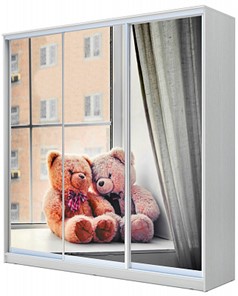 Детский шкаф Хит-22-20-777-26, Мишки на окне Белый в Архангельске