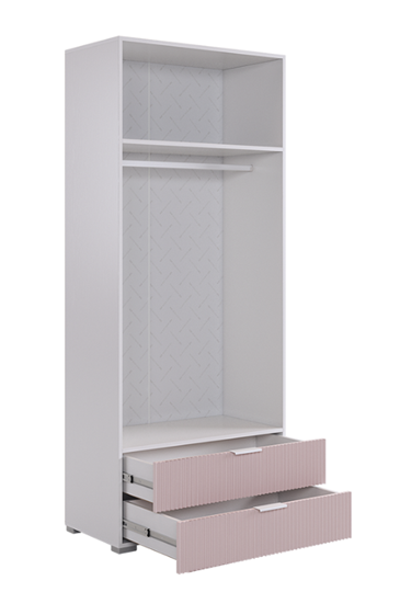 Шкаф двухдверный с ящиками Зефир 108.01 (белое дерево/пудра розовая (эмаль)) в Архангельске - изображение 2