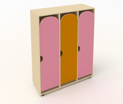 Детский шкаф ШГ3 Беж+Розовый+Оранжевый в Архангельске - изображение