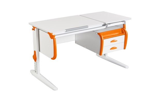 Растущий стол 1/75-40 (СУТ.25) + Tumba 3  белый/белый/Оранжевый в Архангельске - изображение