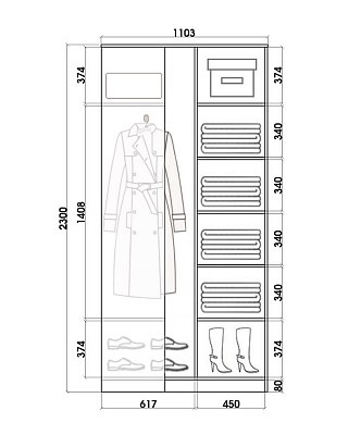 Угловой шкаф-купе с одним зеркалом, 2300х1103, ХИТ У-23-4-15, венге аруба в Архангельске - изображение 2