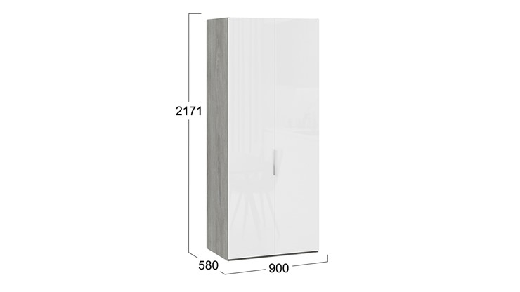 Шкаф для одежды Эмбер СМ-348.07.003 (Дуб Гамильтон/Белый глянец) в Архангельске - изображение 1
