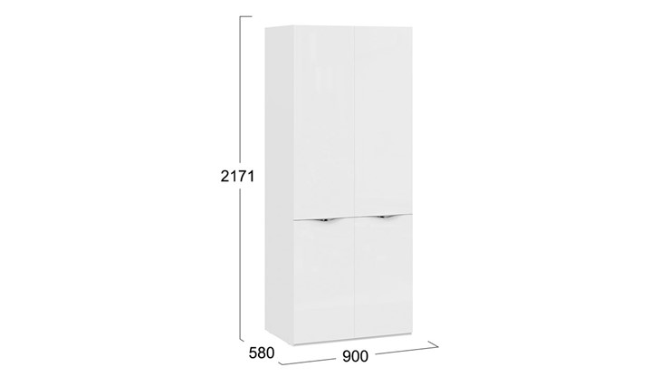 Шкаф с 2 дверями со стеклом Глосс СМ-319.07.211 (Белый глянец/Стекло) в Архангельске - изображение 1