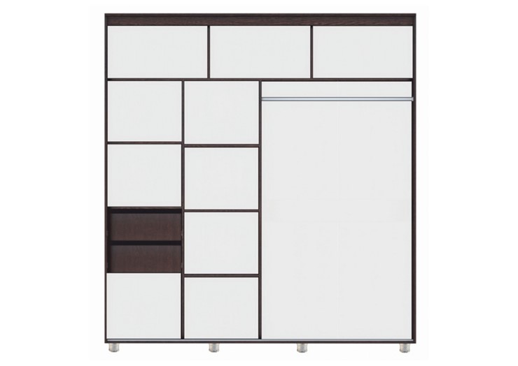 Шкаф 2-х дверный Комфорт №12 2.0 с фигурными зеркалами, Ясень анкор светлый в Архангельске - изображение 1