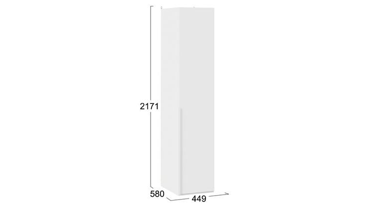 Шкаф одностворчатый Порто (580) СМ-393.07.001 (Белый жемчуг/Белый софт) в Архангельске - изображение 3