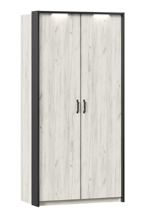 Шкаф 2х-дверный Техно с паспарту, Дуб крафт белый в Архангельске - изображение