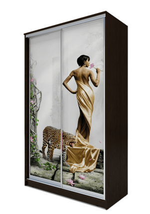 Шкаф 2-х дверный 2400х1365х620, Девушка с леопардом ХИТ 24-14-77-03 Венге Аруба в Архангельске - изображение