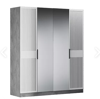 Шкаф 4-дверный Бержер, 2 двери глухие + 2 шт с зеркалом в Архангельске - изображение