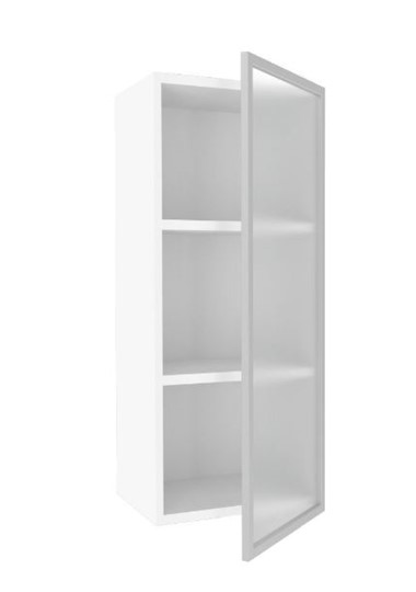 Кухонный высокий шкаф 400 Шервуд, со стеклом правый ЛД 281.422.000.122, белый/серый в Архангельске - изображение 1