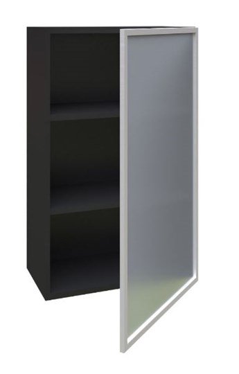 Шкаф кухонный высокий 600, Шервуд, со стеклом правый ЛД 281.452.000.039, серый/черный в Архангельске - изображение 1