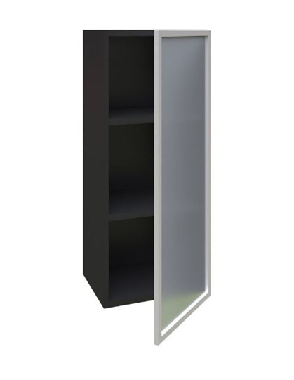 Кухонный шкаф высокий 400 Шервуд, со стеклом правый ЛД 281.422.000.034, серый/черный в Архангельске - изображение 1