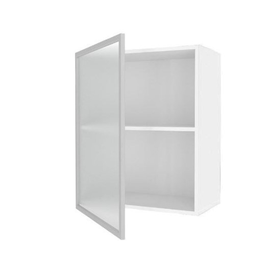 Шкаф на кухню 600, Шервуд, со стеклом левый, ЛД 281.351.000.115, белый/серый в Архангельске - изображение 1