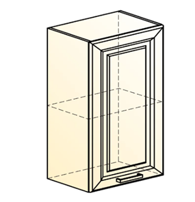 Шкаф на кухню Атланта L450 Н720 (1 дв. гл.) эмаль (белый/белый глянец патина золото) в Архангельске - предосмотр 1