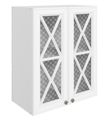Навесной кухонный шкаф Мишель L600 H720 (2 дв. крест.) эмаль (белый/белый) в Архангельске - изображение