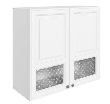 Кухонный шкаф Мишель L800 H720 (2 дв. окош.) эмаль (белый/белый) в Архангельске - изображение