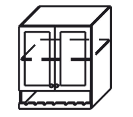 Шкаф кухонный Верона настенный двухдверный с полкой и нишей с планкой 918*600*320 мм, глянец/софт в Архангельске - изображение