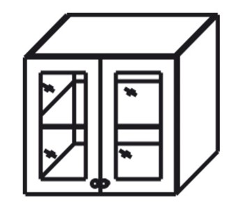 Шкаф кухонный Верона настенный двухдверный с полкой со вставкой из стекла 718*600*320 мм, глянец/софт в Архангельске