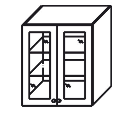 Шкаф кухонный Верона настенный двухдверный с полкой со вставкой из стекла 918*600*320 мм, глянец/софт в Архангельске - изображение