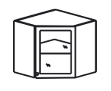 Шкаф кухонный Верона настенный угловой 718*600*600*320 мм со вставкой из стекла, глянец/софт в Архангельске
