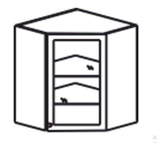 Шкаф кухонный Верона настенный угловой 918*600*600*320 мм со вставкой из стекла, глянец/софт в Архангельске