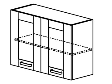 Кухонный шкаф Квадро настенный двухдверный с полкой со вставкой из стекла 718*600*320мм в Архангельске