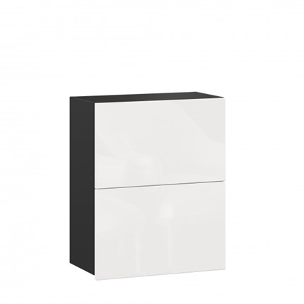 Навесной кухонный шкаф 600 горизонтальный Шервуд, ЛД 281.970.000.085, черный/белый глянец в Архангельске - изображение