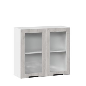 Кухонный шкаф 800 со стеклом Джамис ЛД 296.360.000.023, Белый/Белый камень в Архангельске