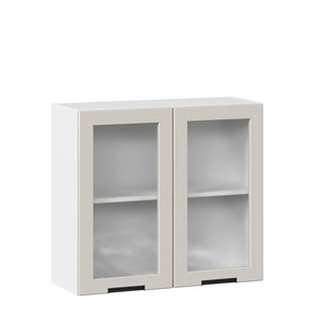 Кухонный навесной шкаф 800 со стеклом Джамис ЛД 296.360.000.107, Белый/Кашмир в Архангельске