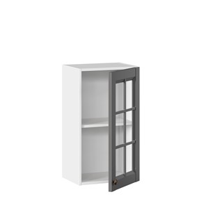Шкаф кухонный Амели-3 400 со стеклом ЛД 299.320.000.024, Белый/Оникс серый в Архангельске - предосмотр 1