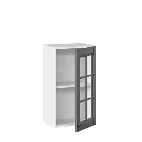 Шкаф кухонный Амели-3 400 со стеклом ЛД 299.320.000.024, Белый/Оникс серый в Архангельске - изображение 1