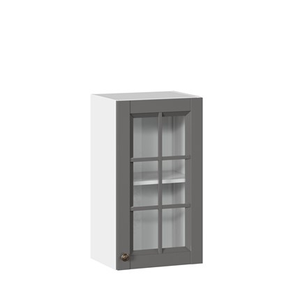 Шкаф кухонный Амели-3 400 со стеклом ЛД 299.320.000.024, Белый/Оникс серый в Архангельске - изображение