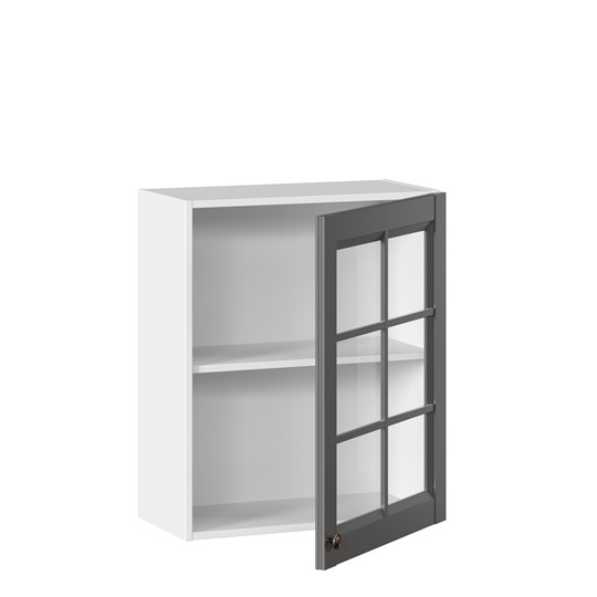 Кухонный шкаф Амели-3 600 со стеклом ЛД 299.350.000.030, Белый/Оникс серый в Архангельске - изображение 1