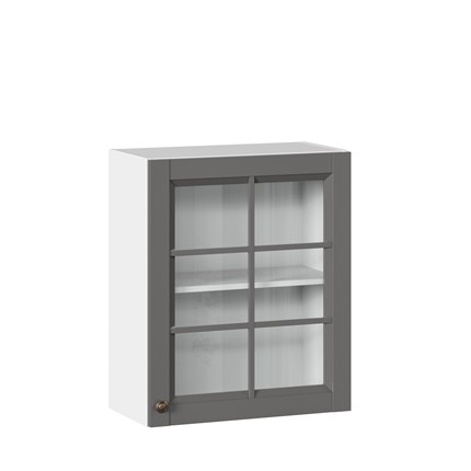 Кухонный шкаф Амели-3 600 со стеклом ЛД 299.350.000.030, Белый/Оникс серый в Архангельске - изображение