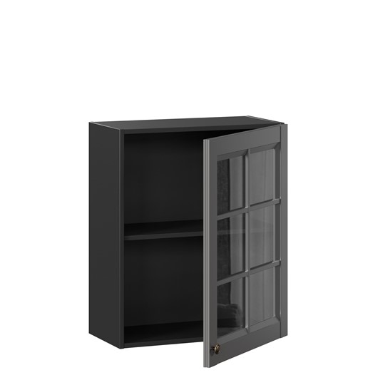 Кухонный шкаф Амели-3 600 со стеклом ЛД 299.350.000.032, Черный/Оникс серый в Архангельске - изображение 1