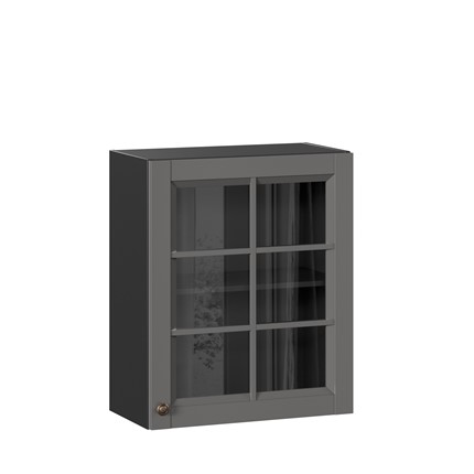 Кухонный шкаф Амели-3 600 со стеклом ЛД 299.350.000.032, Черный/Оникс серый в Архангельске - изображение
