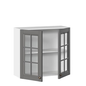 Кухонный шкаф Амели-3 800 со стеклом ЛД 299.360.000.034, Белый/Оникс серый в Архангельске - предосмотр 1