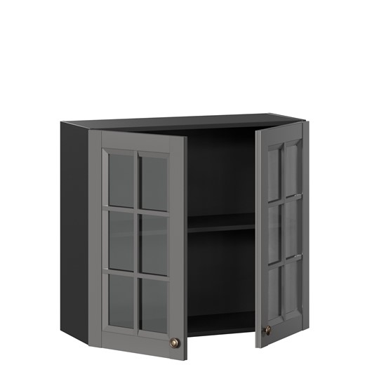 Навесной кухонный шкаф Амели-3 800 со стеклом ЛД 299.360.000.036, Черный/Оникс серый в Архангельске - изображение 1
