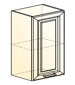 Кухонный навесной шкаф Атланта L500 Н720 (1 дв. гл.) эмаль (белый/белый глянец патина золото) в Архангельске - предосмотр 1