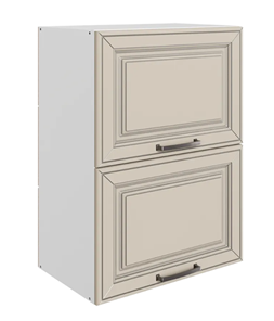 Кухонный шкаф Атланта L500 Н720 (2 дв. гл. гориз.) эмаль (белый/сливки патина платина) в Архангельске