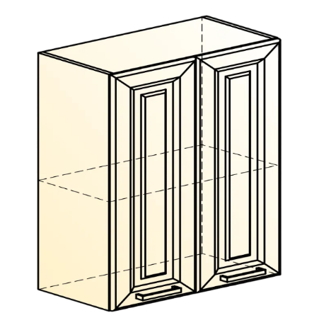 Кухонный шкаф Атланта L600 Н720 (2 дв. гл.) эмаль (белый/белый глянец патина золото) в Архангельске - изображение 1