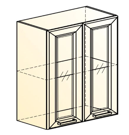Шкаф навесной Атланта L600 Н720 (2 дв. рам.) эмаль (белый/белый глянец патина золото) в Архангельске - изображение 1