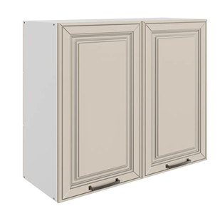 Кухонный шкаф Атланта L800 Н720 (2 дв. гл.) эмаль (белый/сливки патина платина) в Архангельске