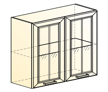 Кухонный навесной шкаф Атланта L800 Н720 (2 дв. рам.) эмаль (белый/белый глянец патина золото) в Архангельске - предосмотр 1