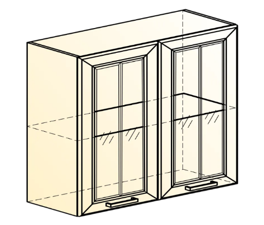 Кухонный навесной шкаф Атланта L800 Н720 (2 дв. рам.) эмаль (белый/белый глянец патина золото) в Архангельске - изображение 1